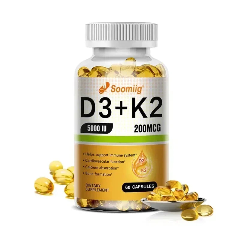 Vitamine D3 5000 UI K2 MK7 Gélules Soutien Immunitaire Osseux