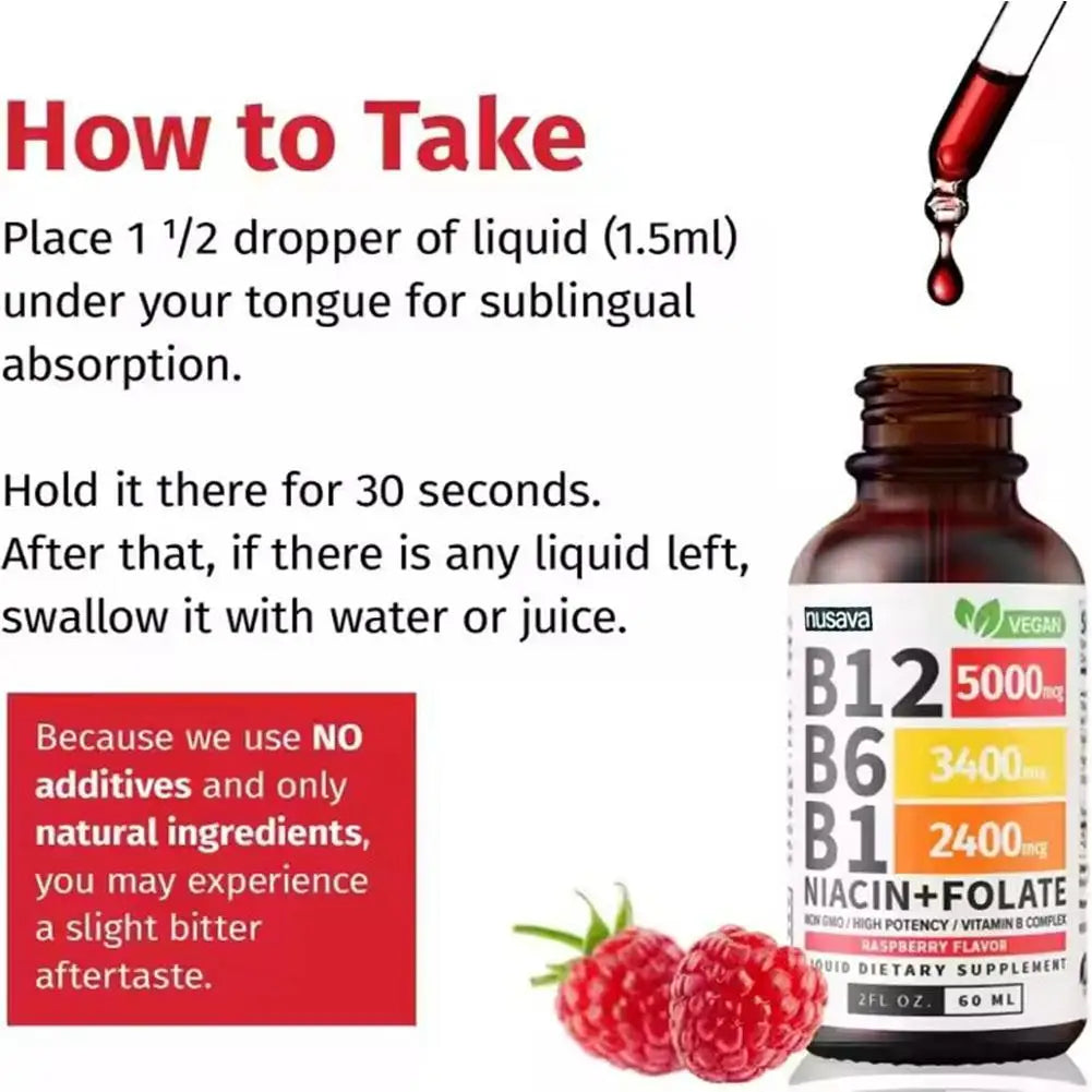 Vitamines B12 B6 B1 en gouttes liquides