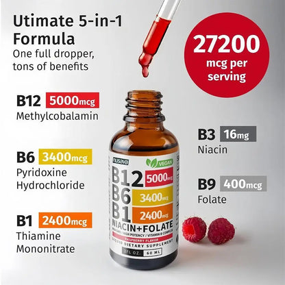 Vitamines B12 B6 B1 en gouttes liquides