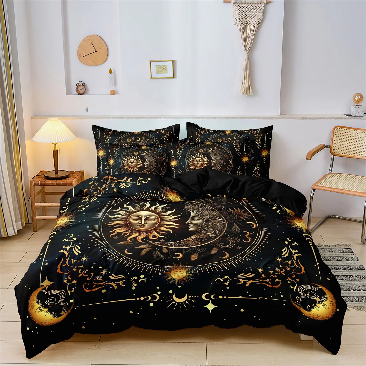 Parure de lit Housse de couette Soleil Lune