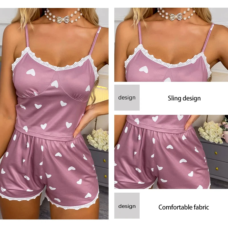 Ensemble de pyjama en dentelle avec col en V