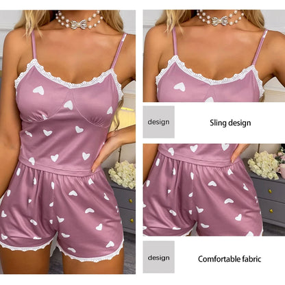 Ensemble de pyjama en dentelle avec col en V