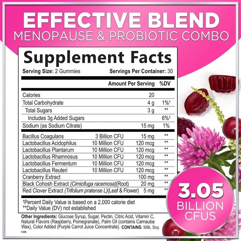 Gummies Ménopause Probiotiques Canneberge