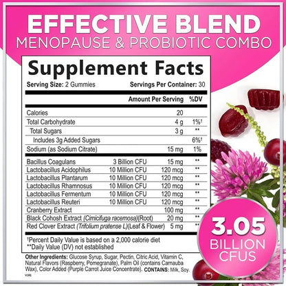 Gummies Ménopause Probiotiques Canneberge