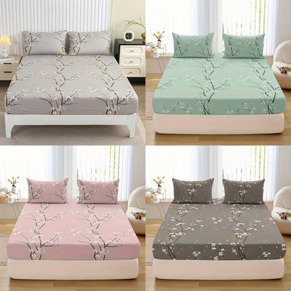 Ensemble 3 Pièces Housse de Lit et Taies d'Oreiller en Polyester