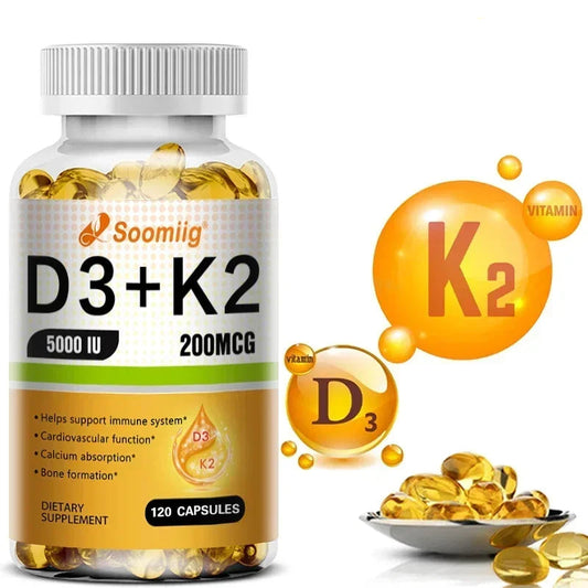 Vitamine D3 5000 UI K2 MK7 Gélules Soutien Immunitaire Osseux