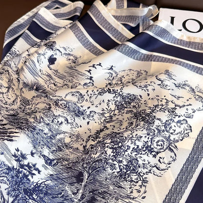 Foulard en soie imprimé végétal