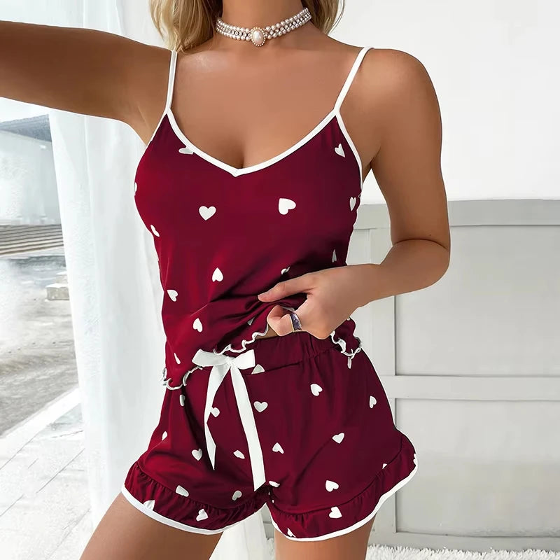 Ensemble de pyjama d'été à col en V