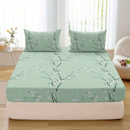 Ensemble 3 Pièces Housse de Lit et Taies d'Oreiller en Polyester