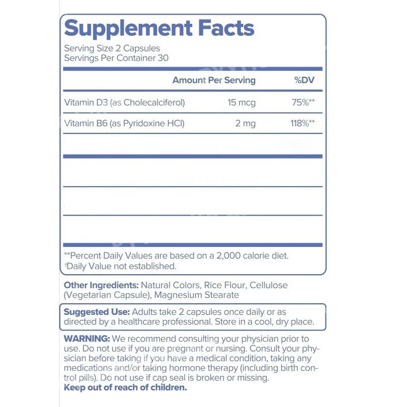 Complément Vitaminique Femme D3 B6 Ménopause