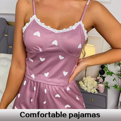 Ensemble de pyjama en dentelle avec col en V