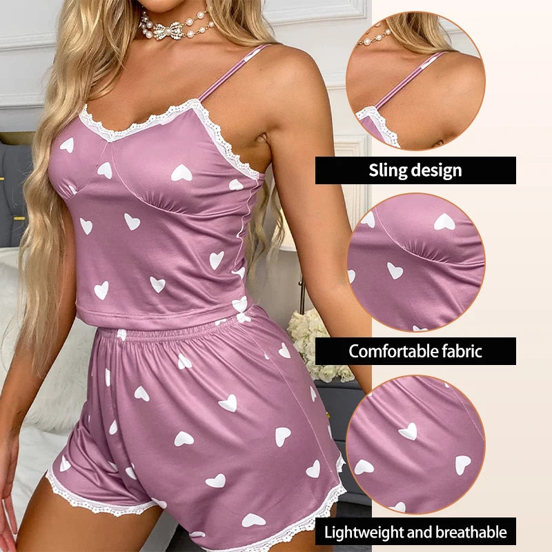Ensemble de pyjama en dentelle avec col en V
