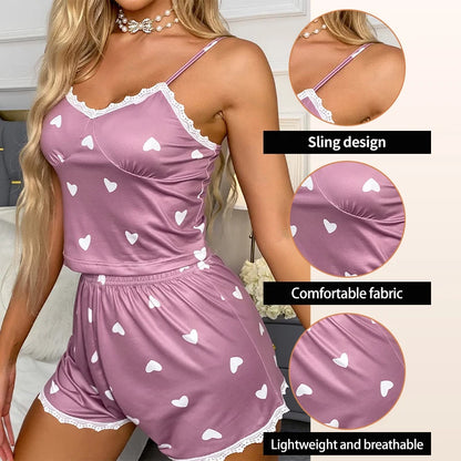 Ensemble de pyjama en dentelle avec col en V