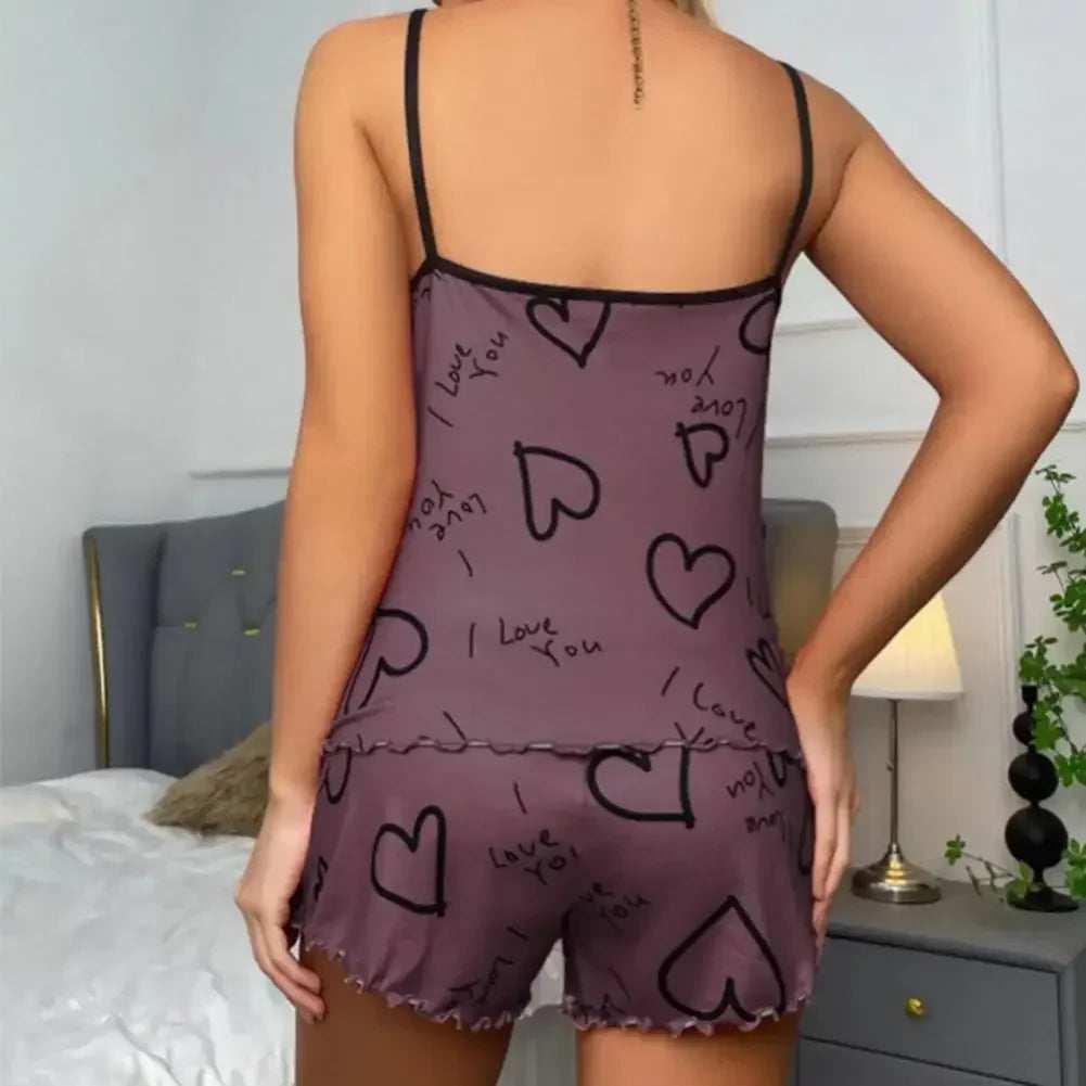Ensemble short et t-shirt imprimé cœur