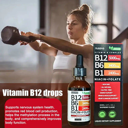 Vitamines B12 B6 B1 en gouttes liquides