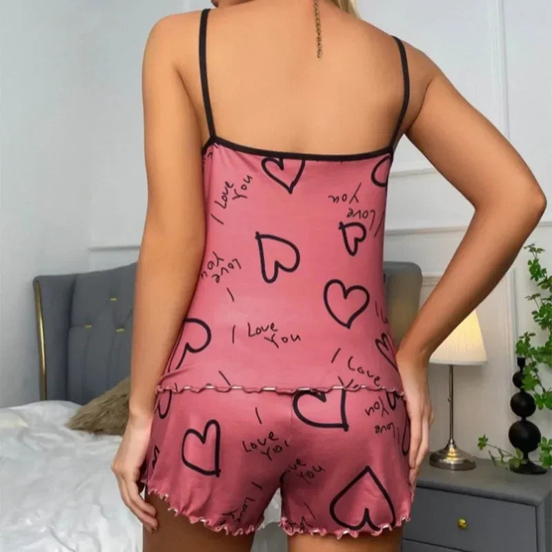 Ensemble short et t-shirt imprimé cœur